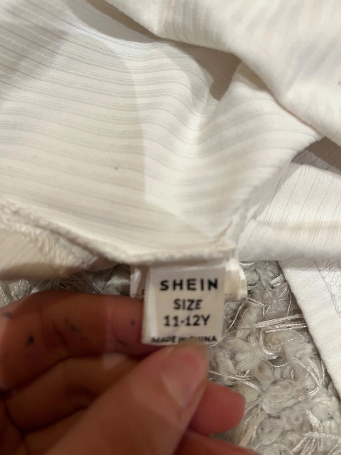 Vit ribbad långärmad tröja Shein - 2