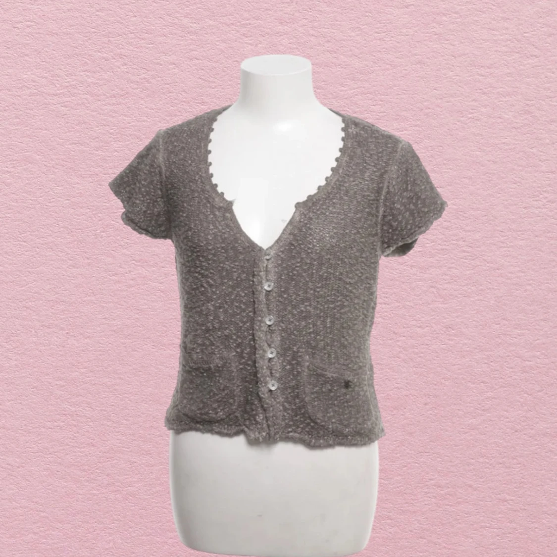 Kortärmad stickad blus 