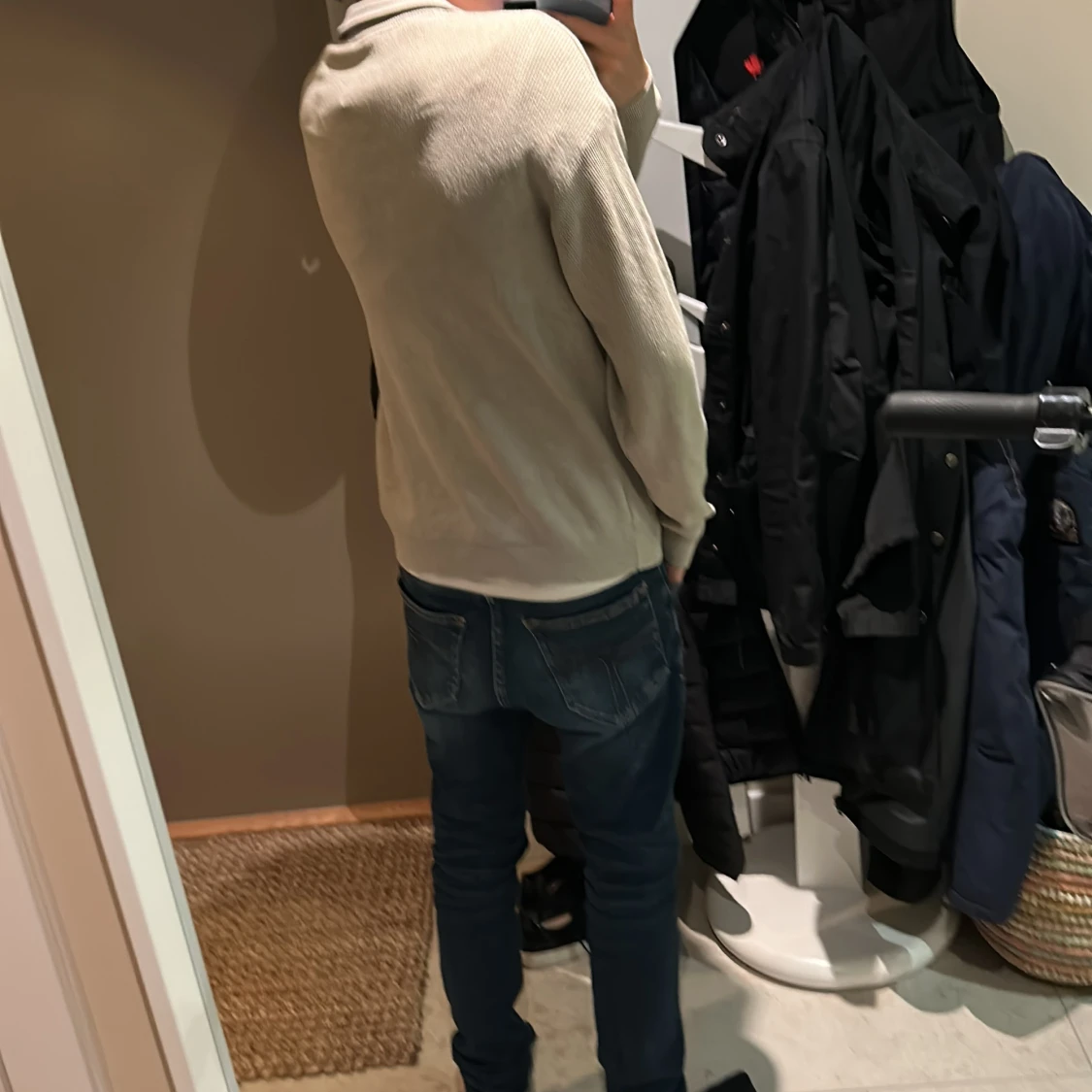 Stickad halv zip beige - 3