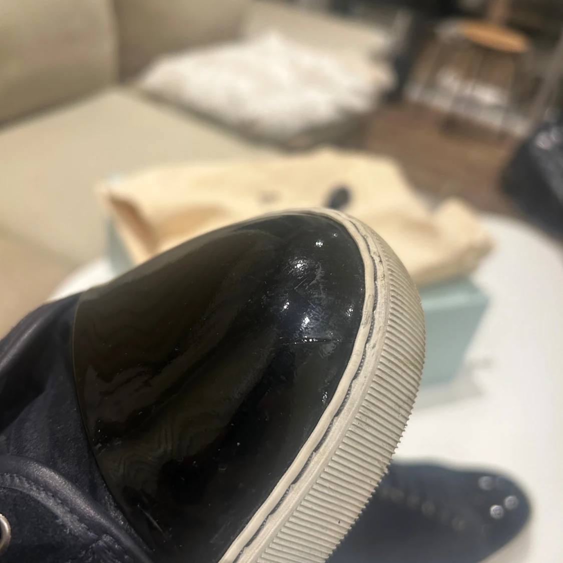 Lanvin Cap toe navy blue patent - uk 10 - 2