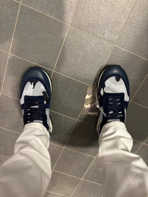 Valentino Garavani Rockrunner – Strl 42 - Säljer ett par exklusiva Valentino Rockrunner i storlek 42, i nyskick. Stilren navy/vit färgkombination med mesh, mocka och läderdetaljer. Levereras med originalkartong och tillbehör. Lyxiga och bekväma sneakers med tidlös design.