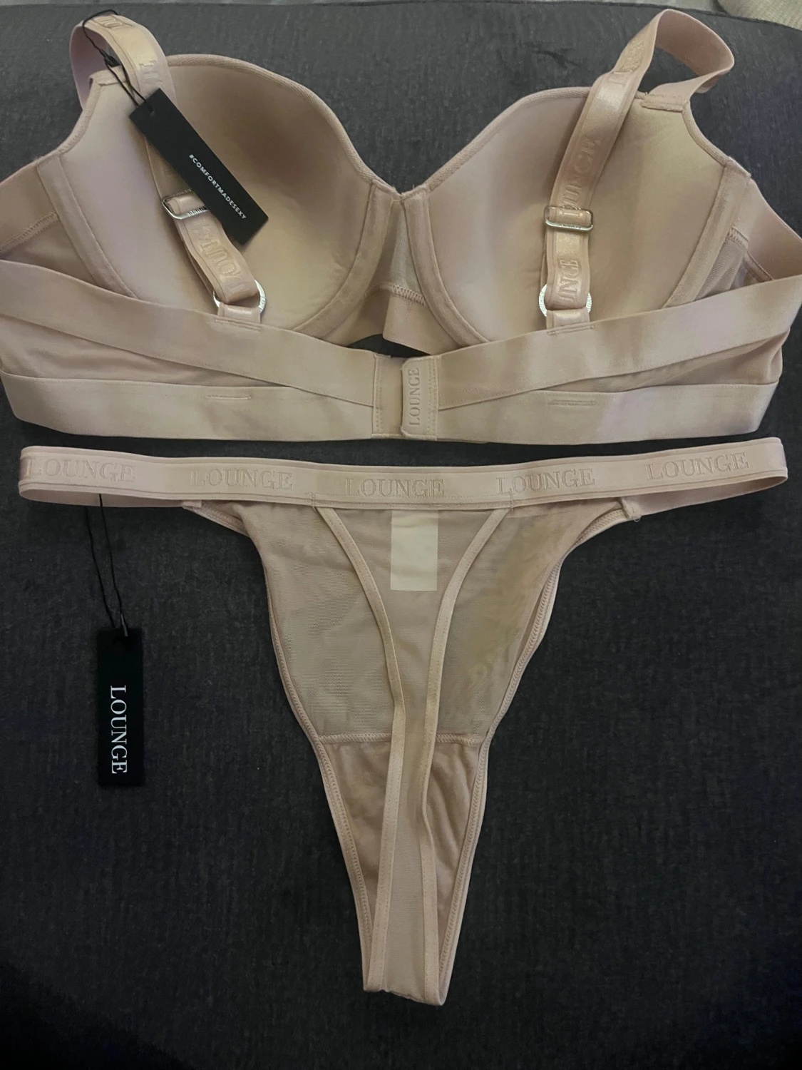 Beige Lounge mesh bh med trosa  - 1