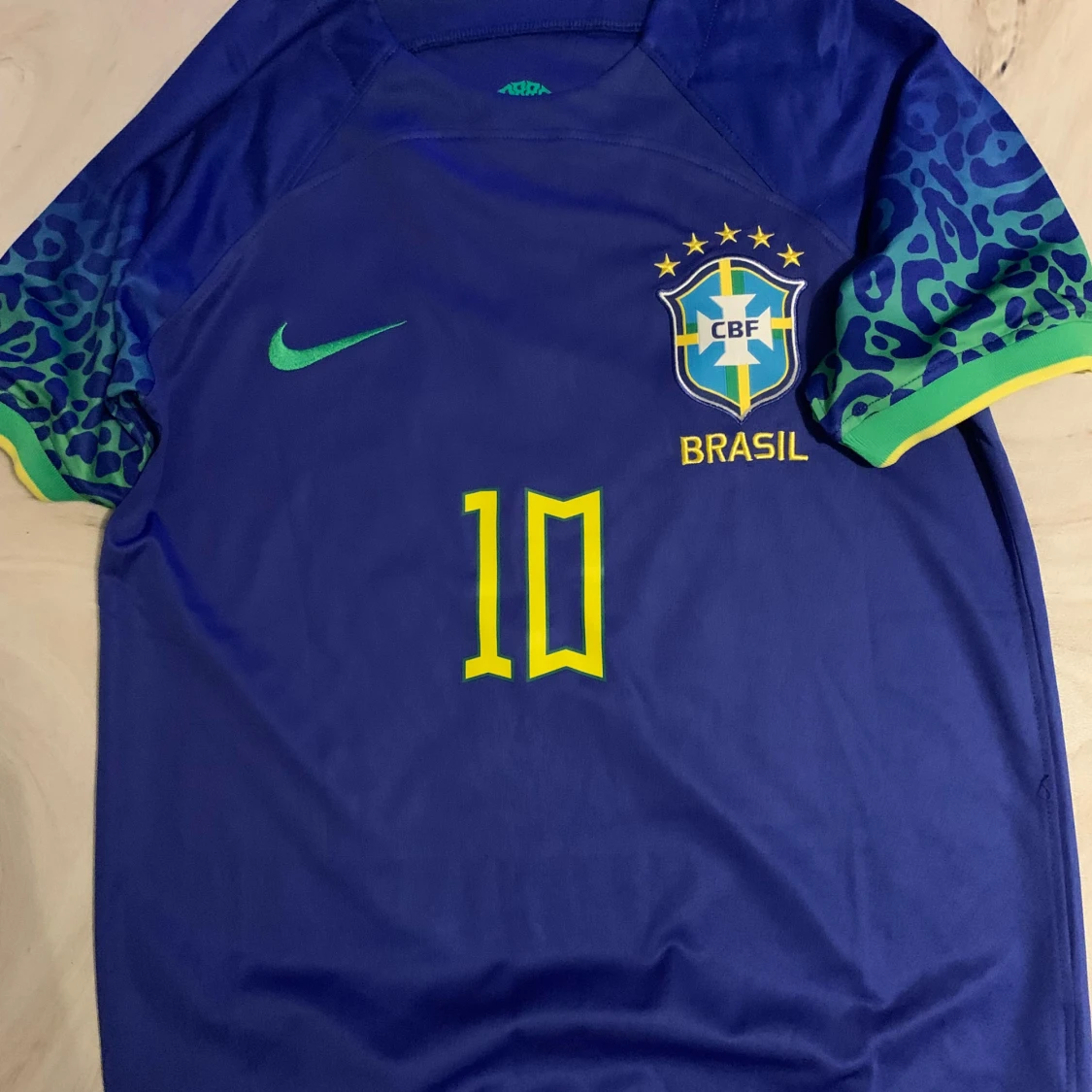 Blå Brasilien Neymar 10 fotbollströja Nike