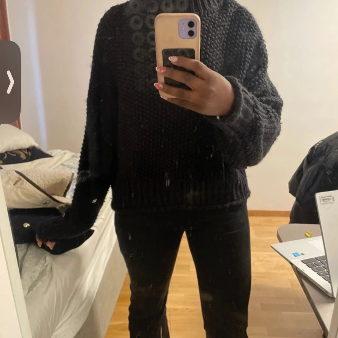 Svart stickad polotröja oversized - 1