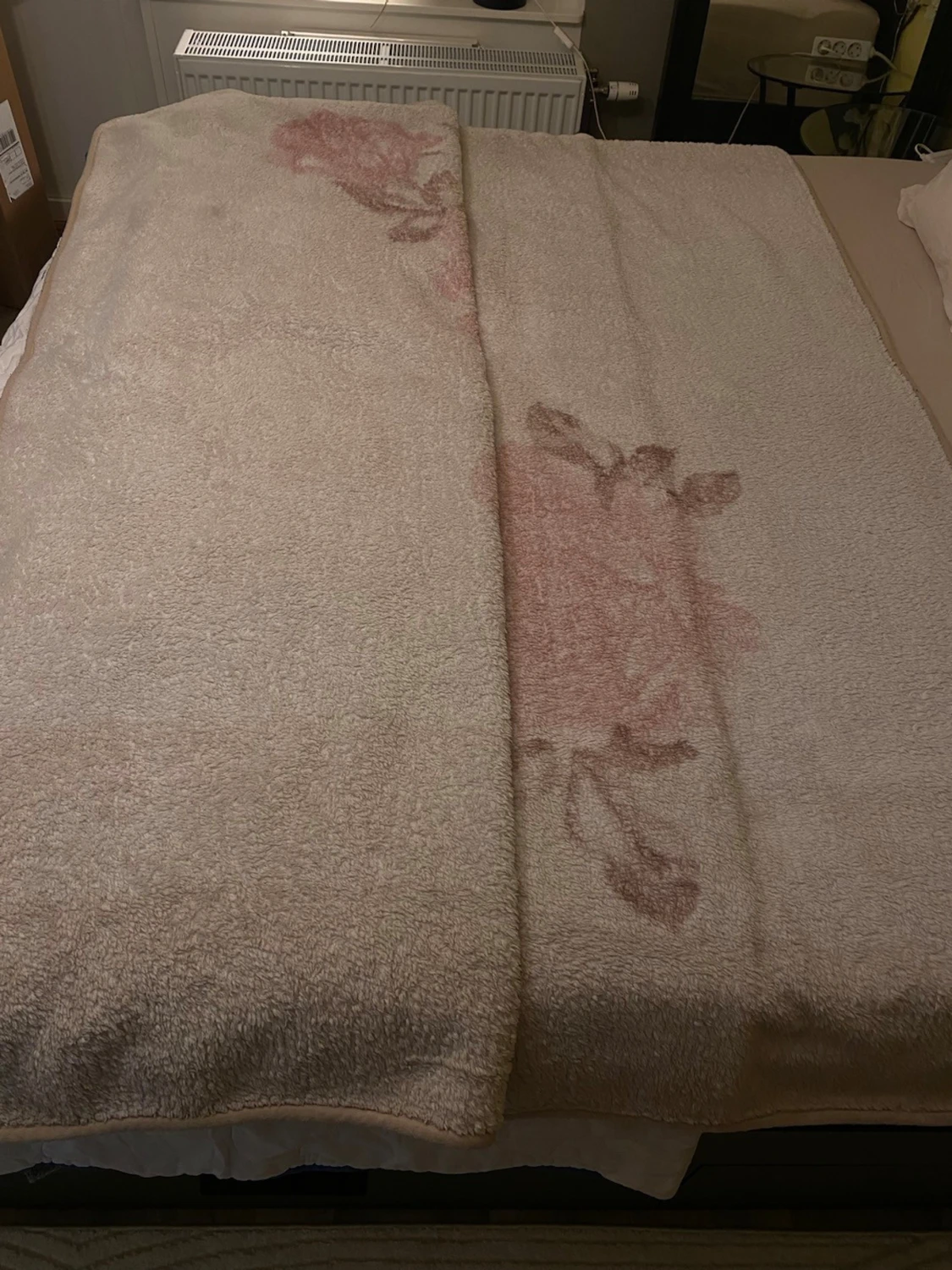 Beige blommig blanket - 1