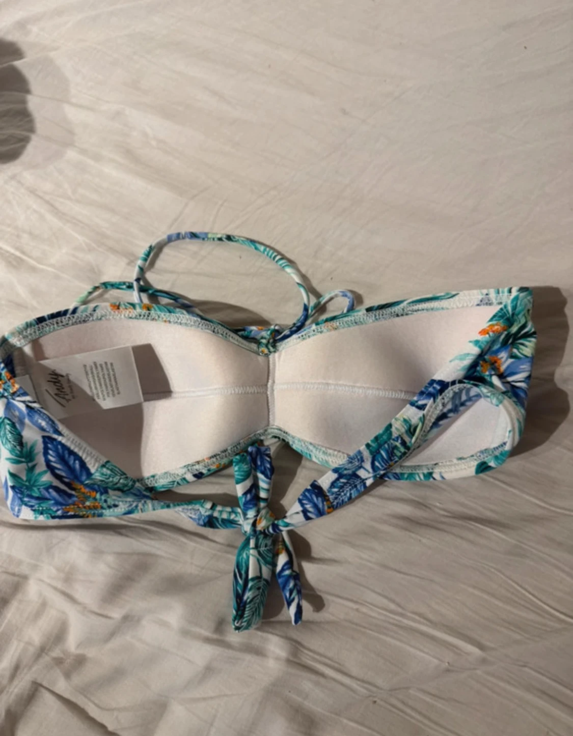 Blåvit bandeau bikiniöverdel  - 1