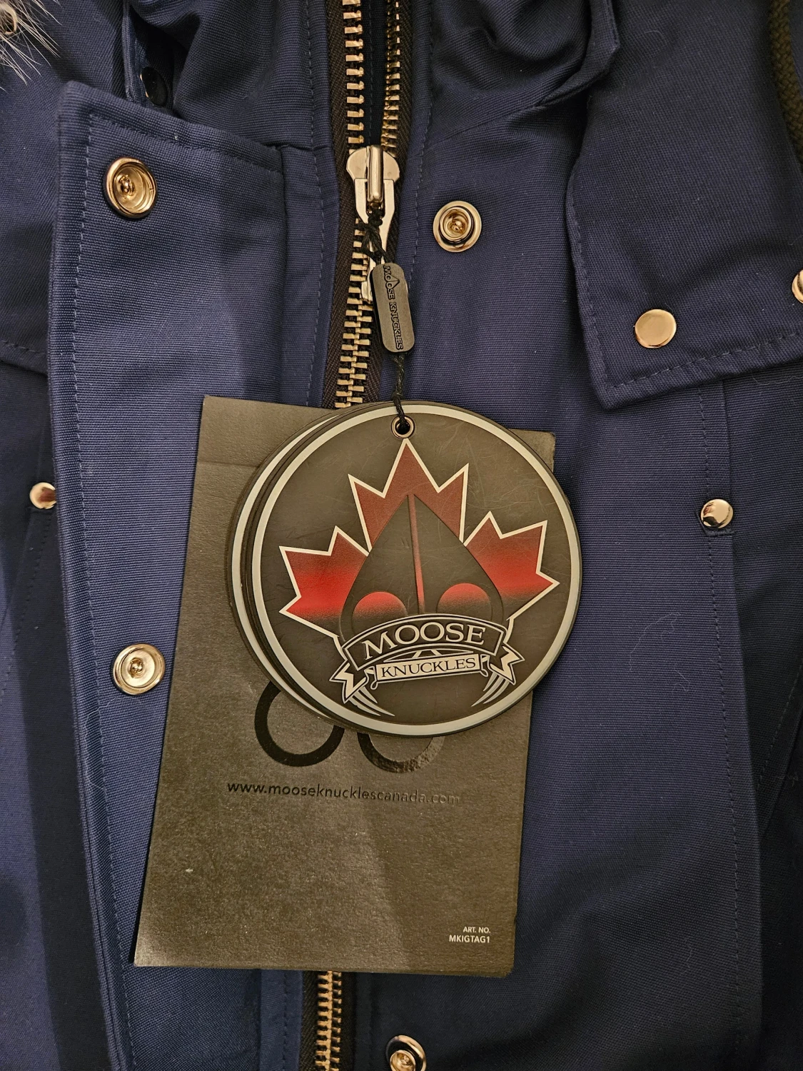 Blå Moose Knuckles dunjacka med päls - 2