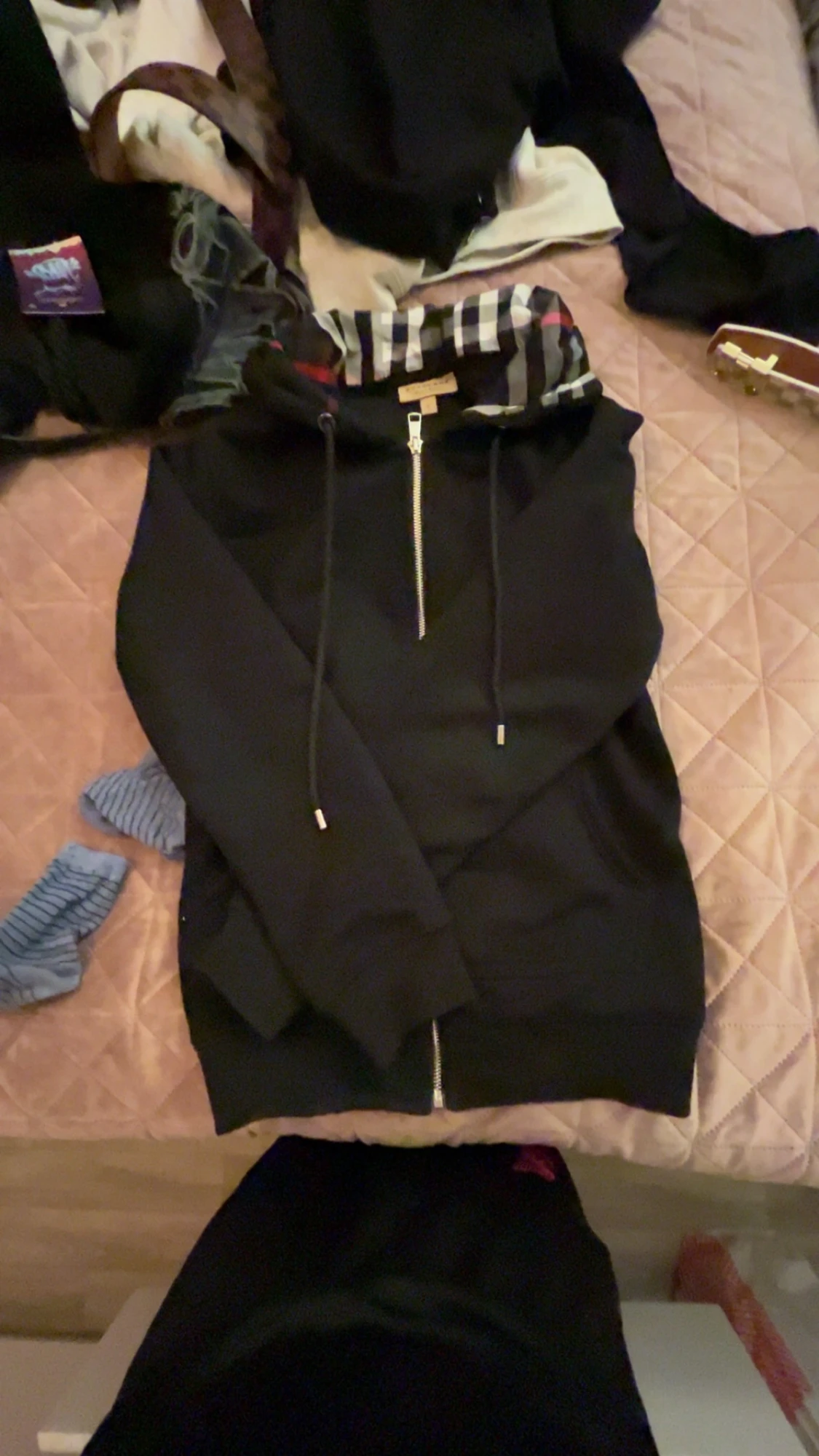 Svart Burberry hoodie med dragkedja - 1