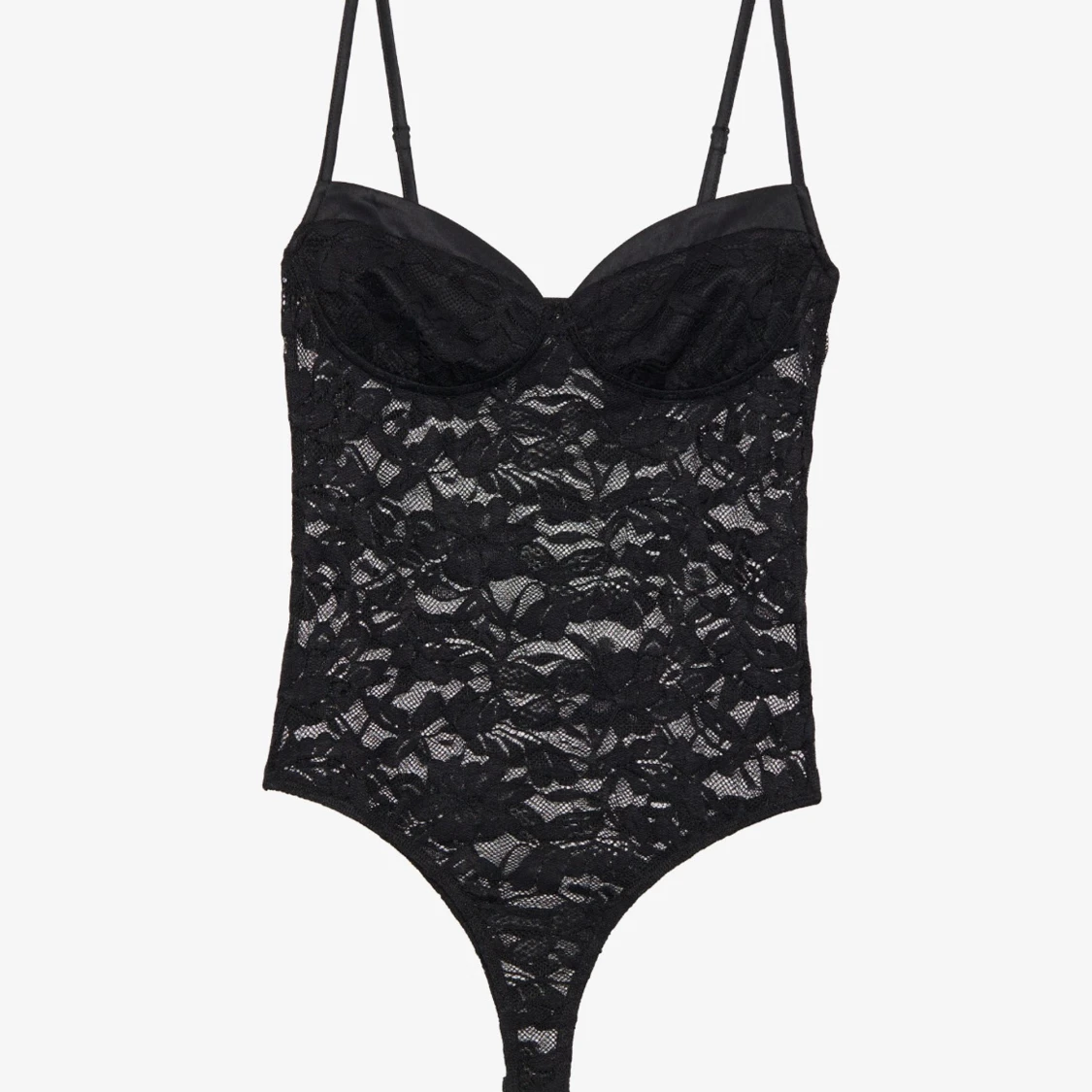 Svart spets body  med axelband