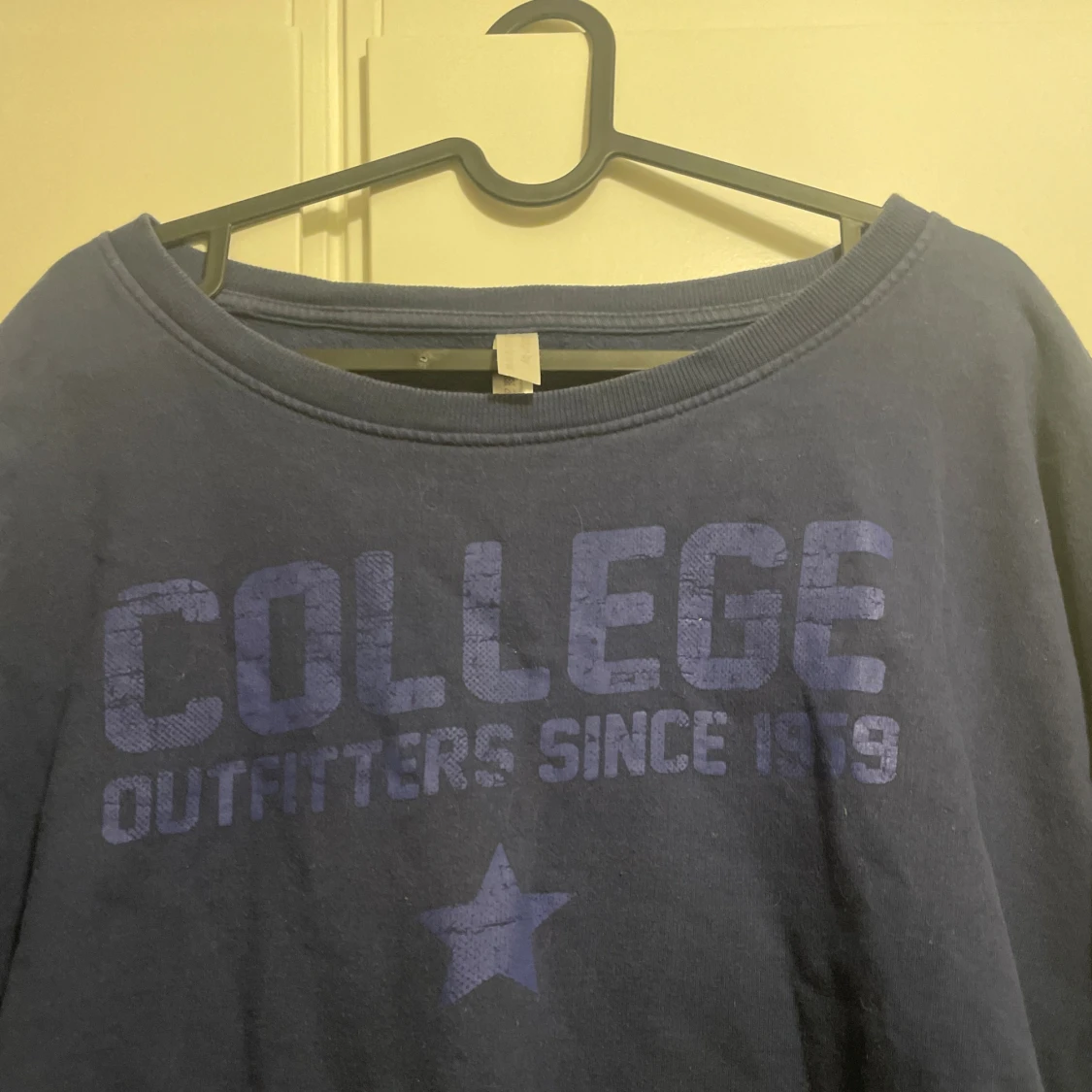 Blå college-tröja med tryck, stl L - 1