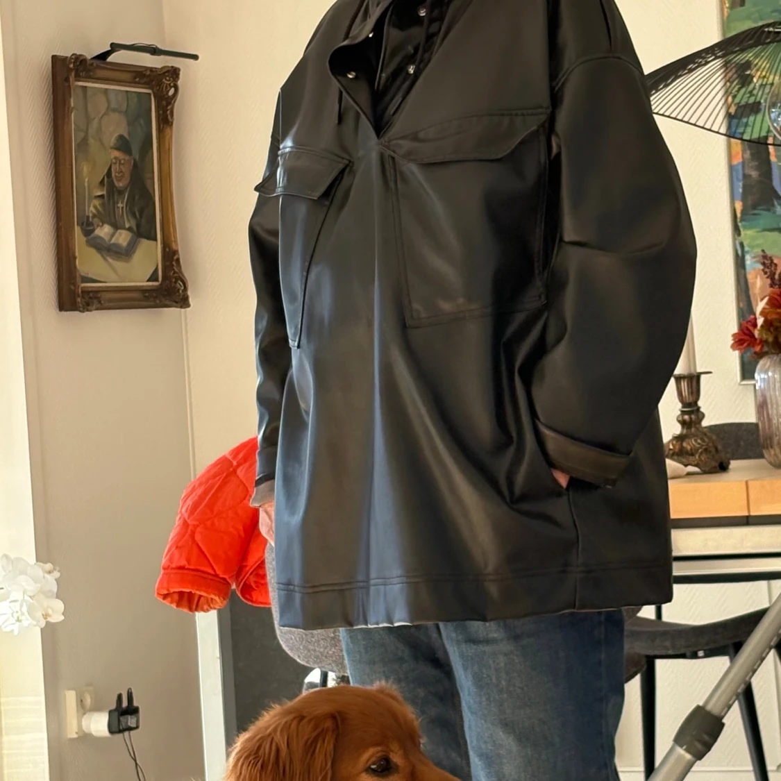 Svart oversized jacka med huva - 2