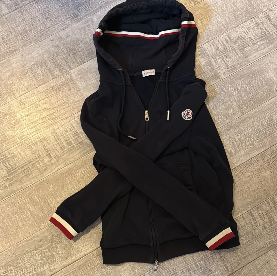 Mörkblå Moncler zip hoodie