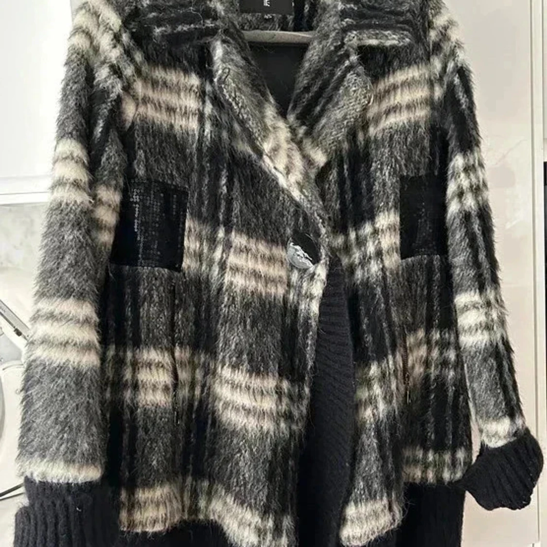 Mohair-hårig jacka med paljetter S - 3