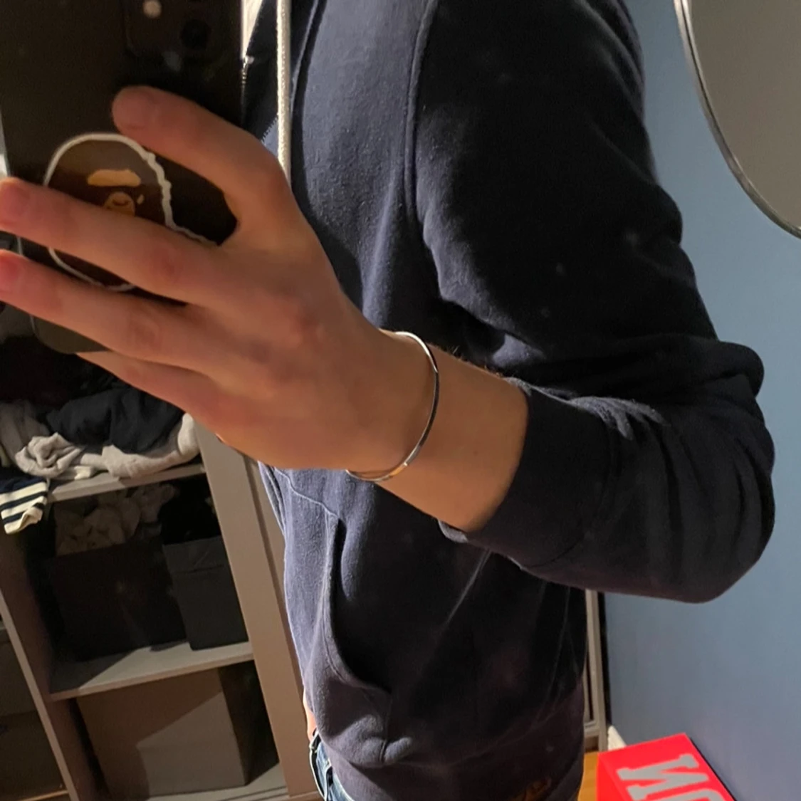 Mörkblå hoodie med dragkedja - 1