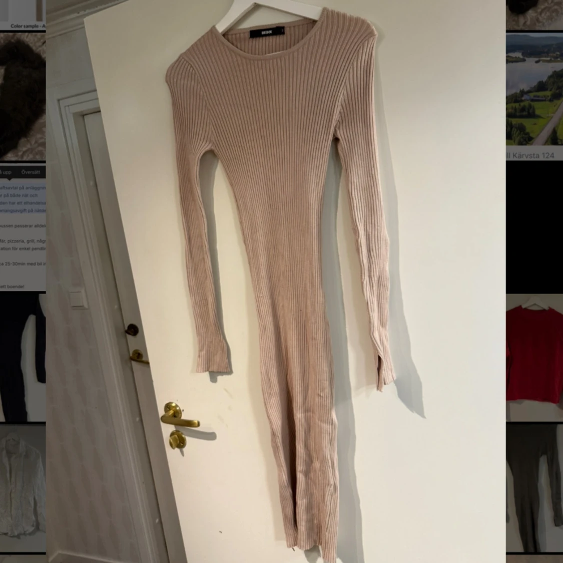 Ribbstickad klänning Bikbok