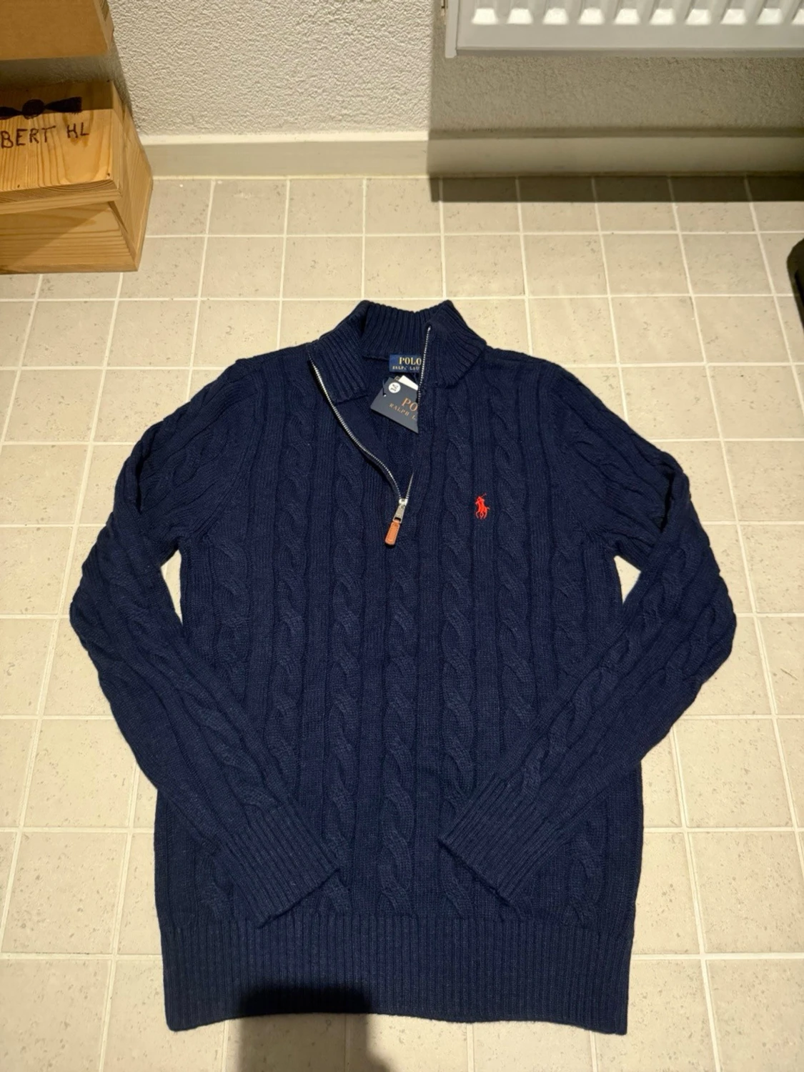 Stikad tröja med halv zip - 3