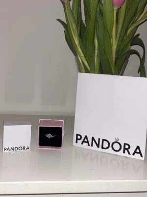 Pandora Elsa Disney silverring med blå sten - Snygg silverring från Pandora med en ljusblå sten i mitten och gnistrande detaljer runt om. Ringen har en elegant och unik form som påminner om en krona. Perfekt för dig som vill ha något extra till din stil.