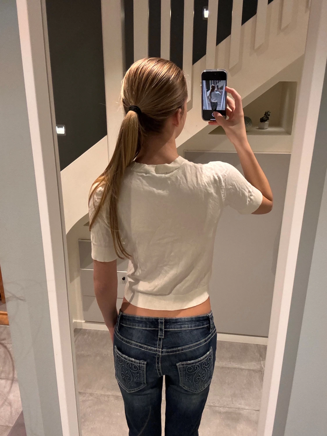 Vit croppad stickad topp - 2