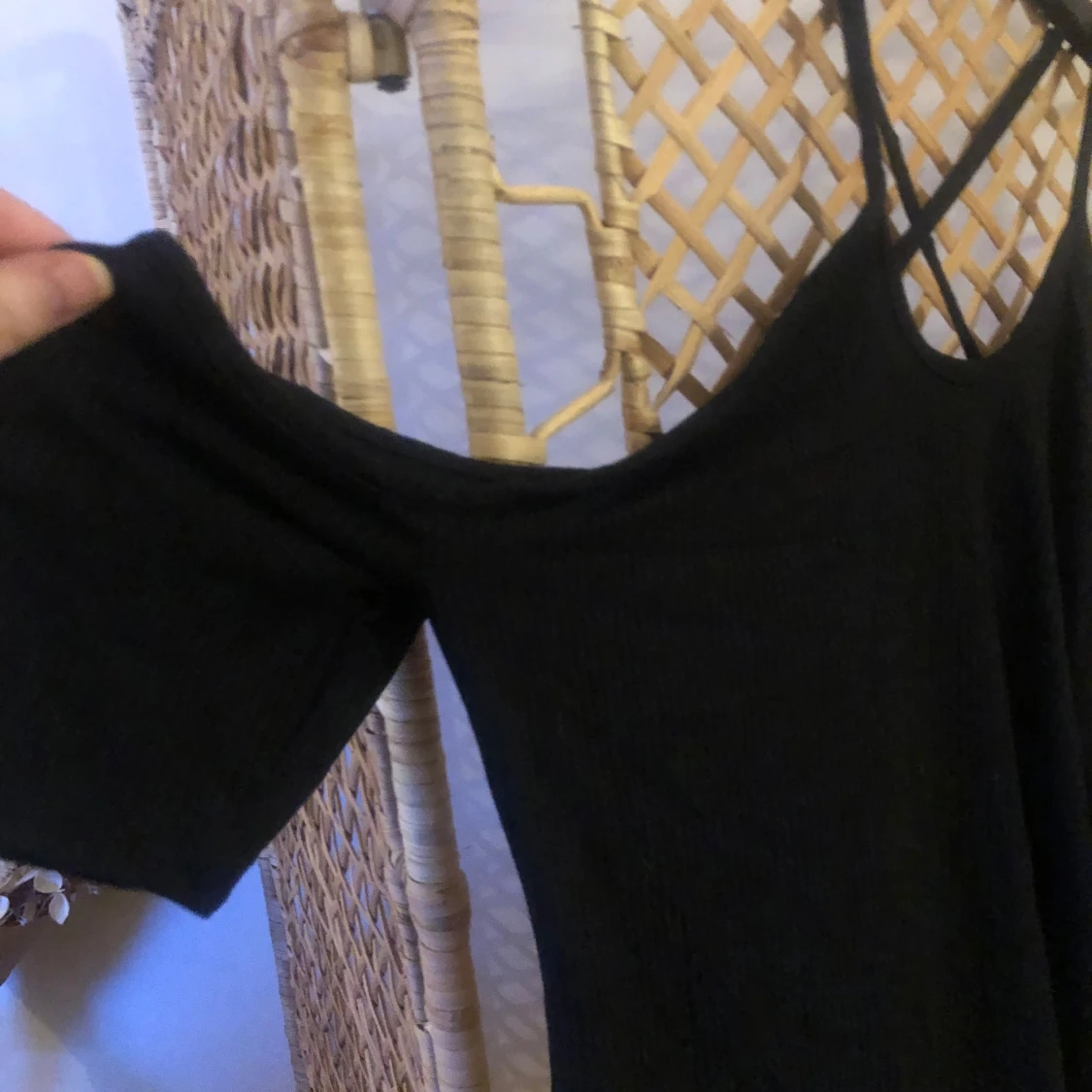 Svart offshoulder topp med snörning - 1