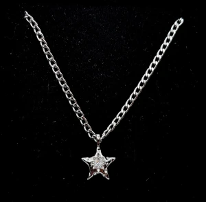 Stiligt halsband med sjärna och zirconia  - Stiligt halsband med sjärna och zirconia . Stjärna silverpläterad,  1,8cm hög. Kedjetjocklek-3mm 
