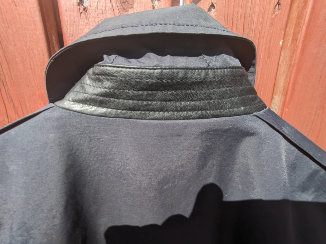 SAND Copenhagen, trenchcoat, mörkblå, bomull, nylon, läder - 2