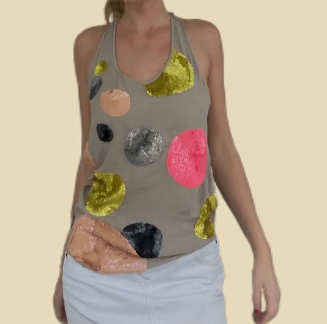 Vintage sidentopp paljetter  - 3