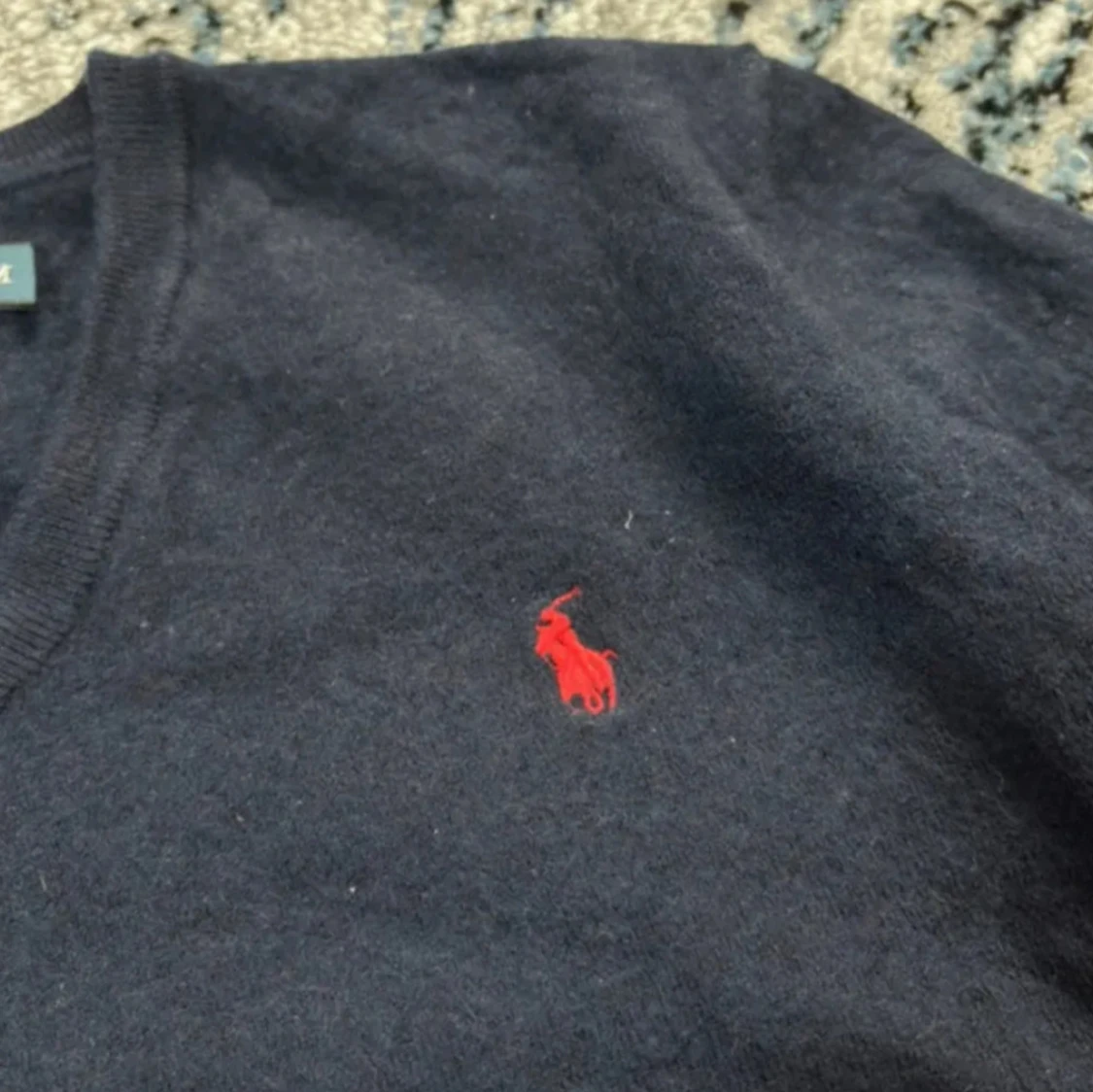 Mörkblå v-ringad tröja Polo Ralph Lauren - 1