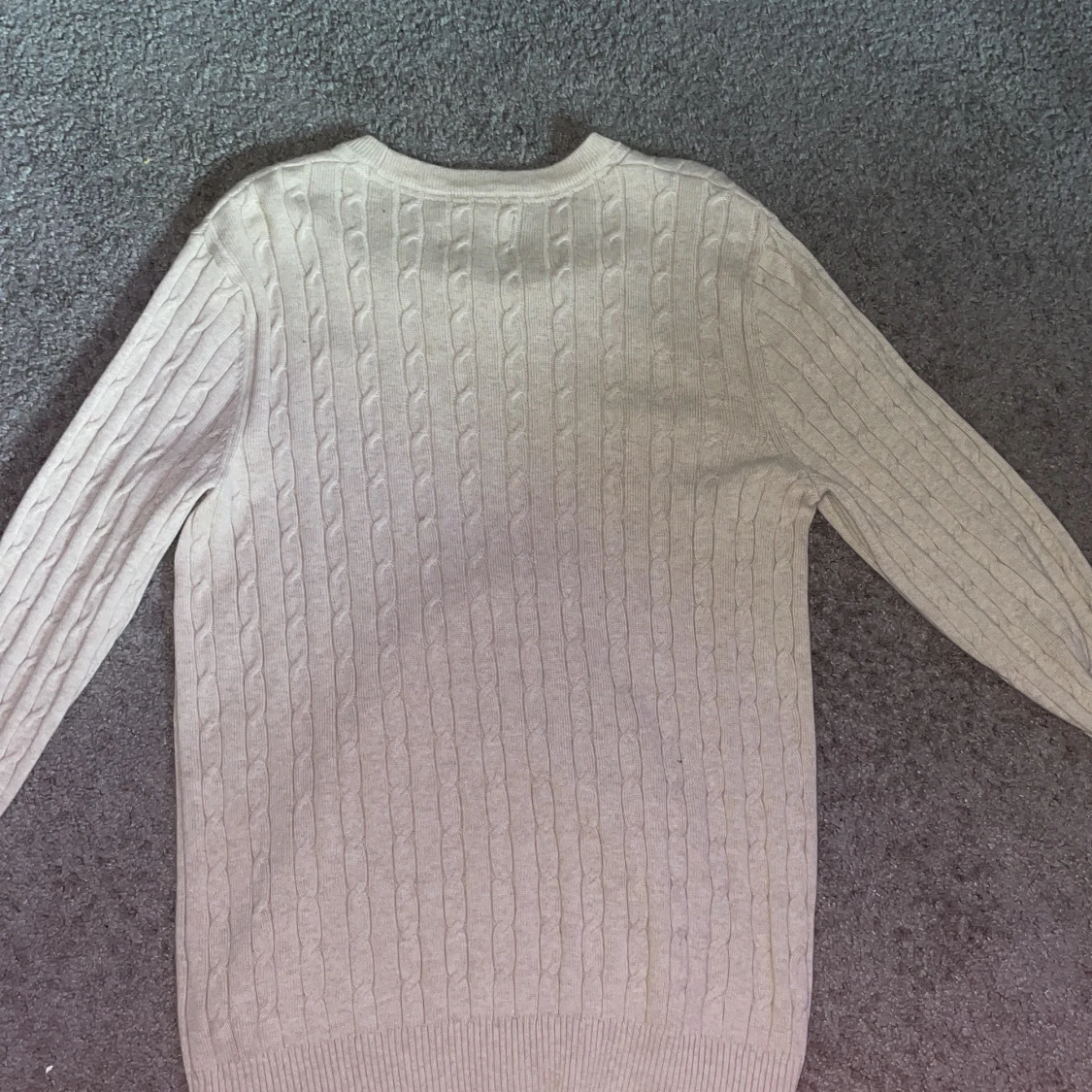 Beige kabelstickad tröja Bondelid S - 2