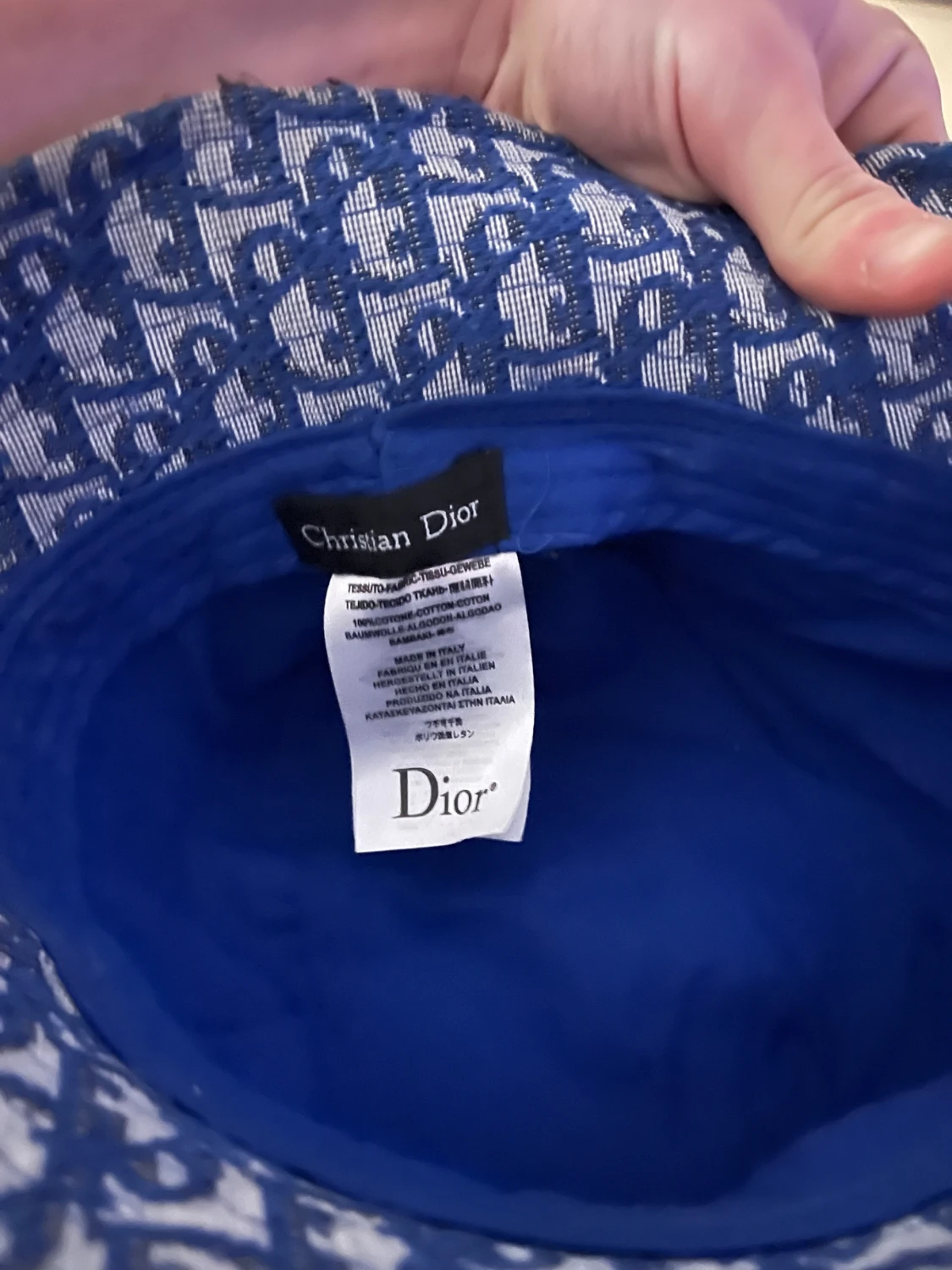 Blå mönstrad bucket hat från Dior - 1