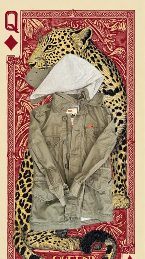 Grön parkajacka med grå huva - Säljer en grön parkajacka från Superdry med grå sweatshirt-tyg i huvan. Jackan har flera fickor med knappar och dragkedja, samt justerbar midja. Perfekt för dig som gillar streetstyle och vill ha en chill look. Huvan är stor och mjuk, vilket ger extra komfort. Obs ena knappen till att ta av luvan är av.