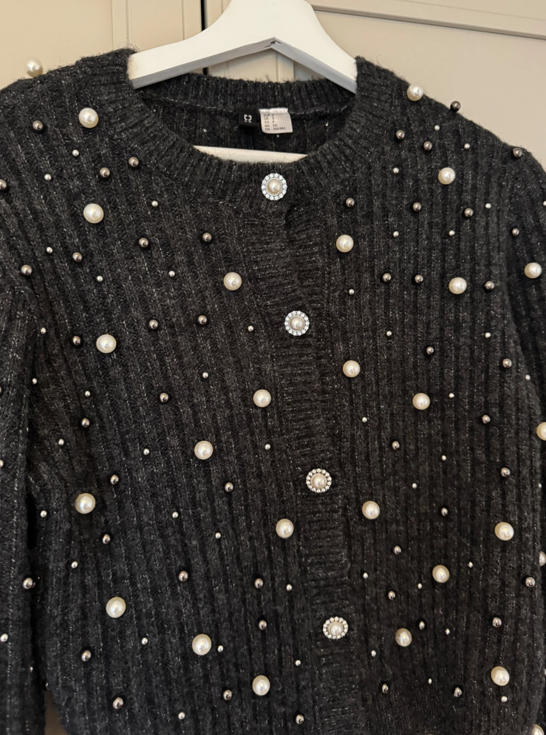 Stickad kofta pärlor H&M S - 1