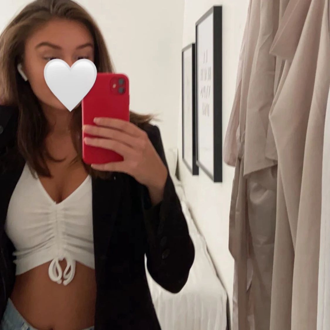 Vit croppad topp med snörning