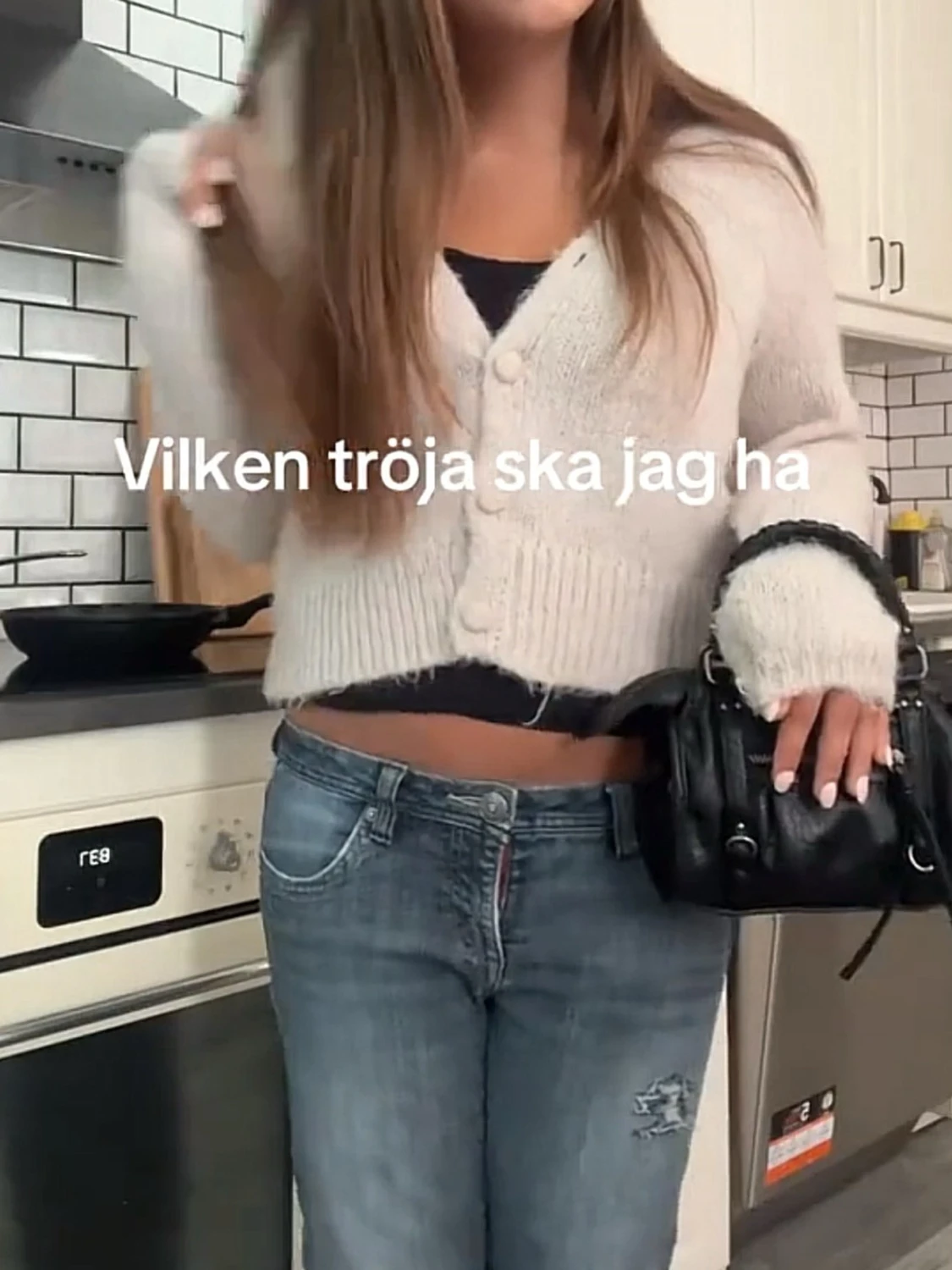 Vit stickad kofta från ONLY