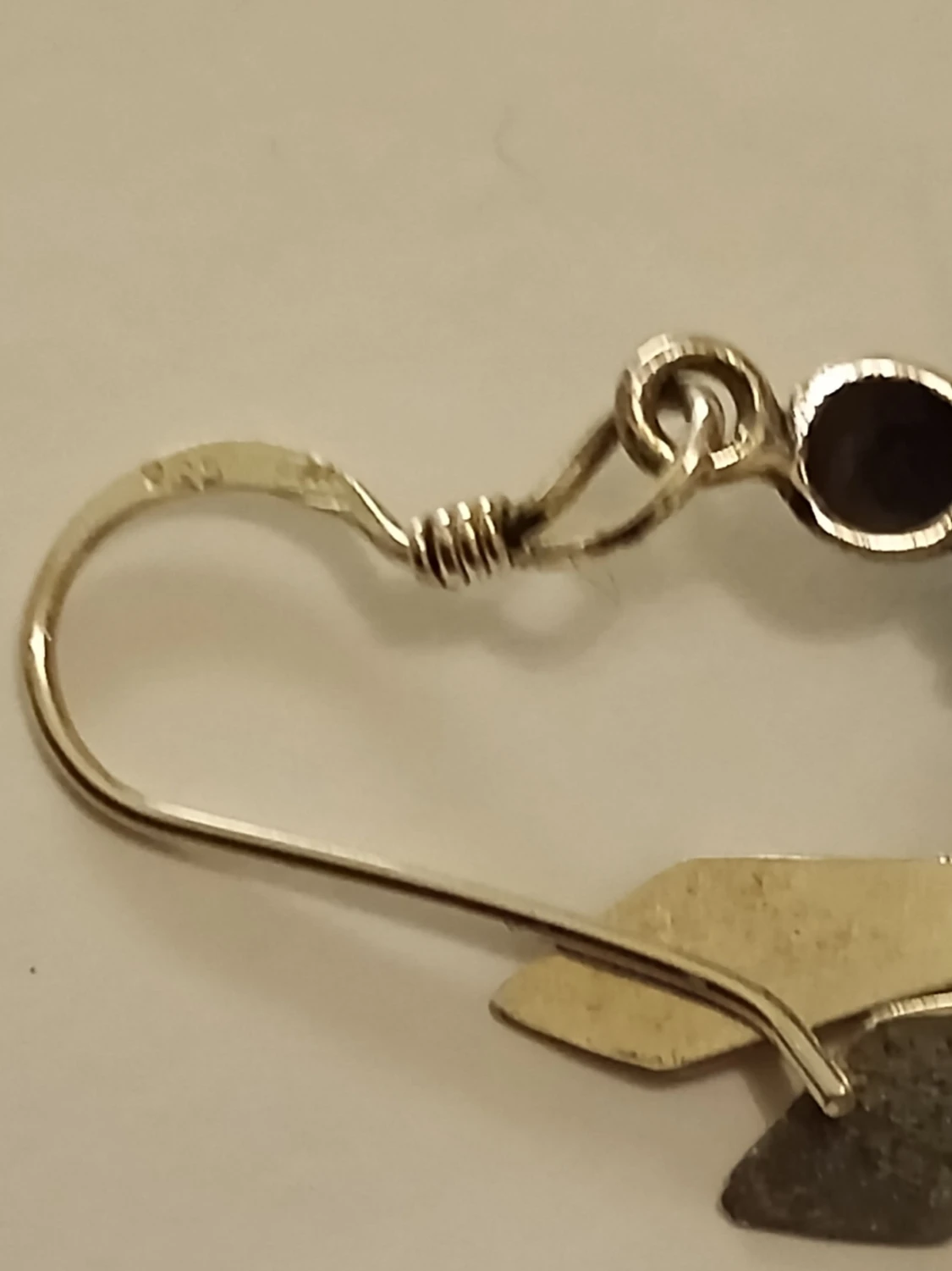 Vintage örhängen i silver 925 med hänge svart pärla  - 4