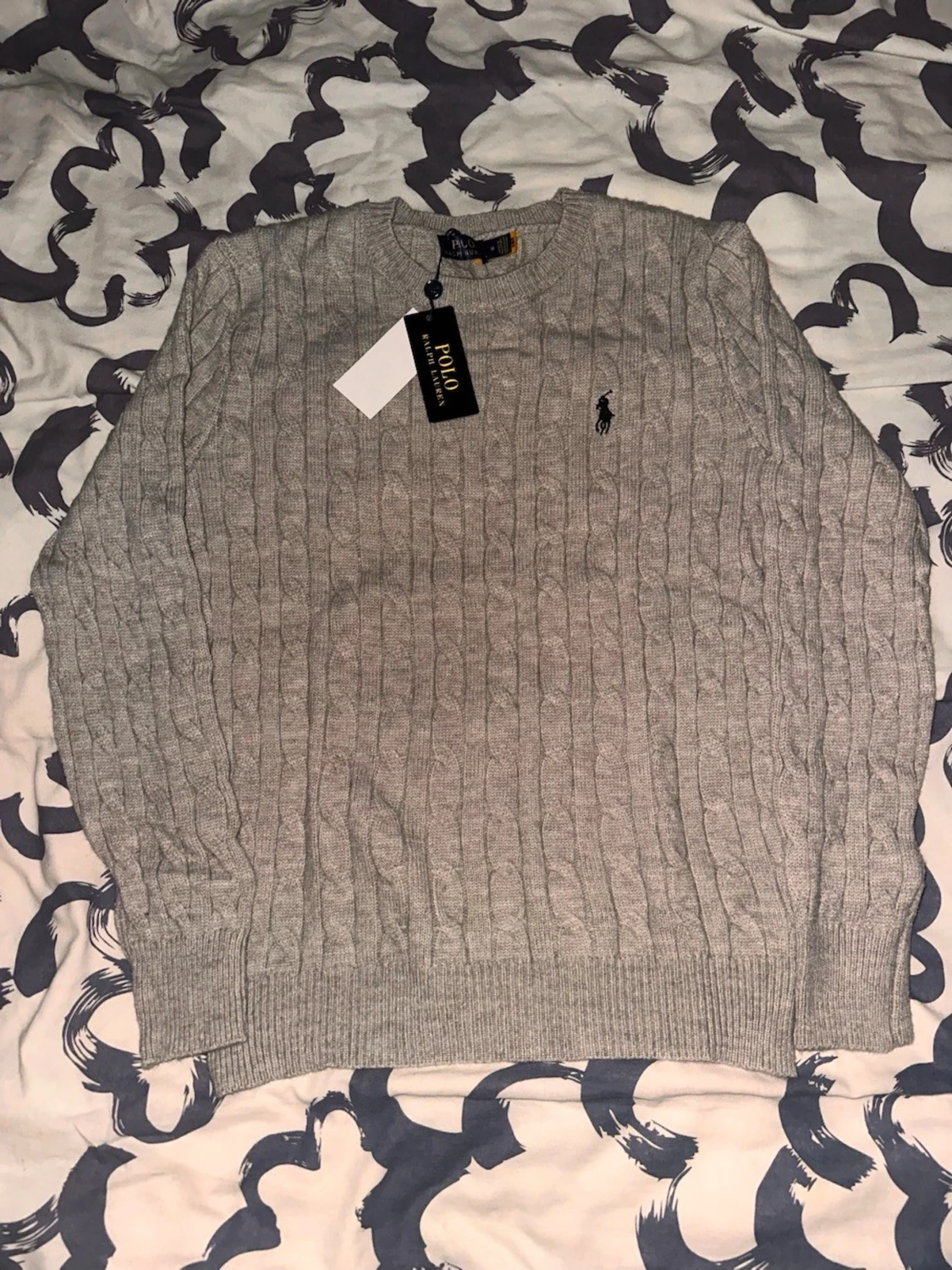 Grå kabelstickad tröja Polo Ralph Lauren