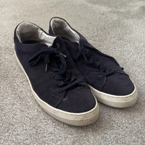 Mörkblå mocka sneakers från Björn Borg  - Snygga mörkblå sneakers från Björn Borg i mjuk mocka med vita platta gummisulor. Skorna har rund tå, snörning och diskret logga på innersulan. Perfekt för dig som gillar stilrena och klassiska sneakers med en lyxig känsla. Stl 44