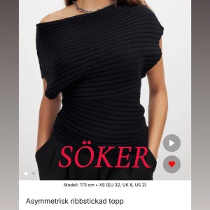 Söker nakd topp - Söker denna Ribbstickade asymmetriska toppen från nakd i svart. Storlek xs/s. Kan betala bra 🩷