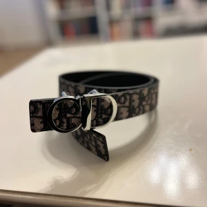 Svart mönstrat Dior bälte med silverdetaljer - Snyggt dior bälte. Pris kan diskuteras!