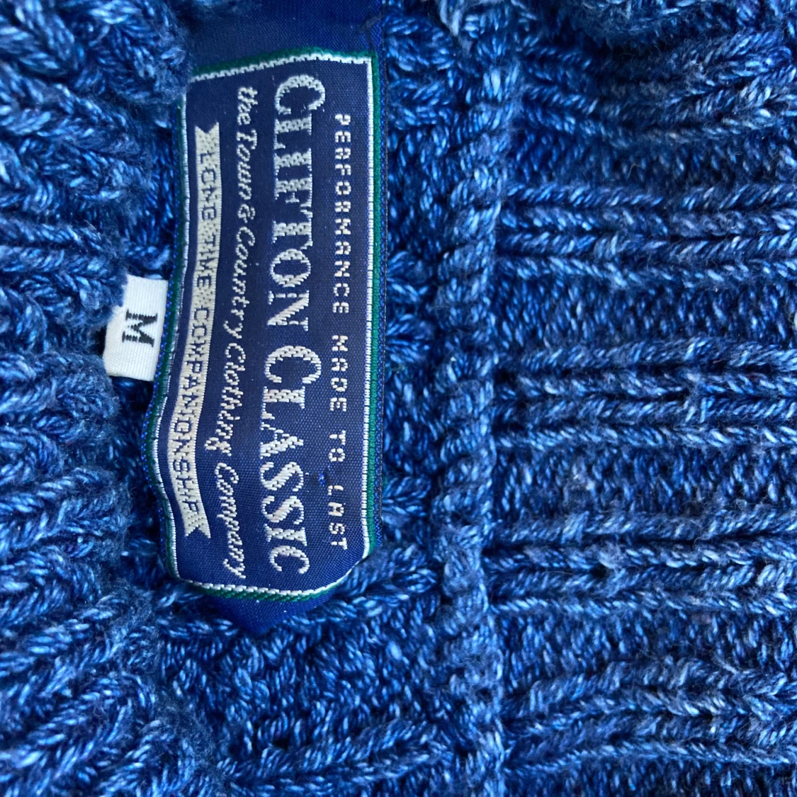 Blå kabelstickad polotröja Clifton Classic - 2