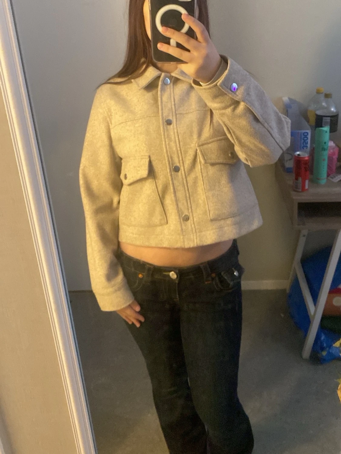 Beige jacka från Zara i ullmix - 3