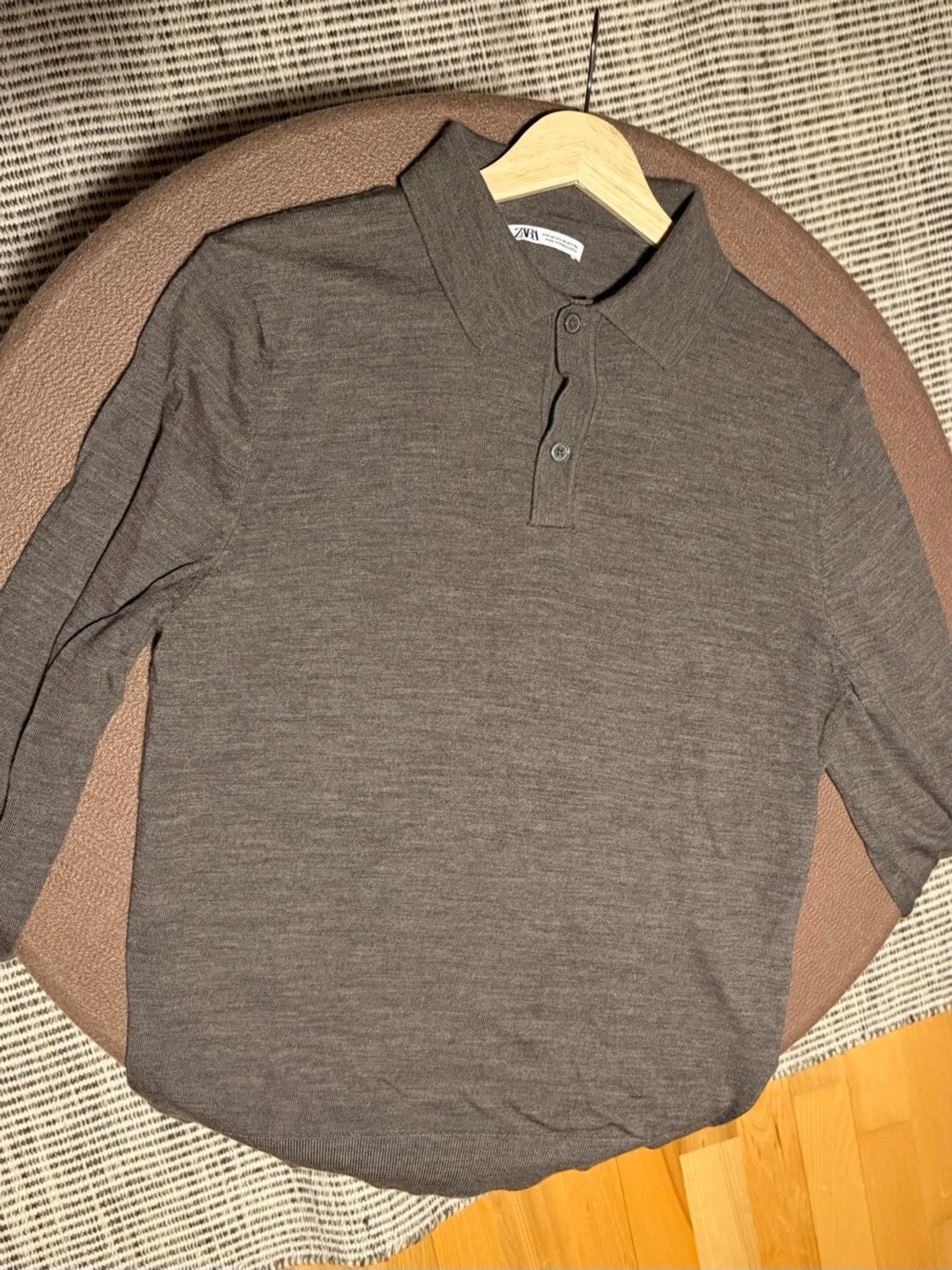 Brun långärmad pikétröja från ZARA - 2