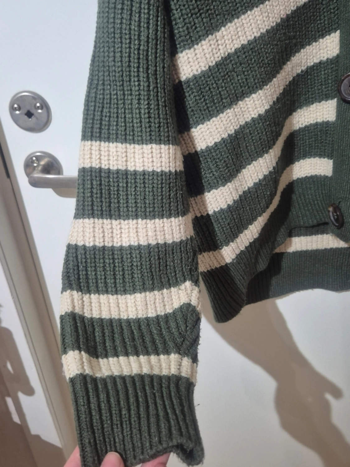 Grön och beige randig kofta VRS XL - 2