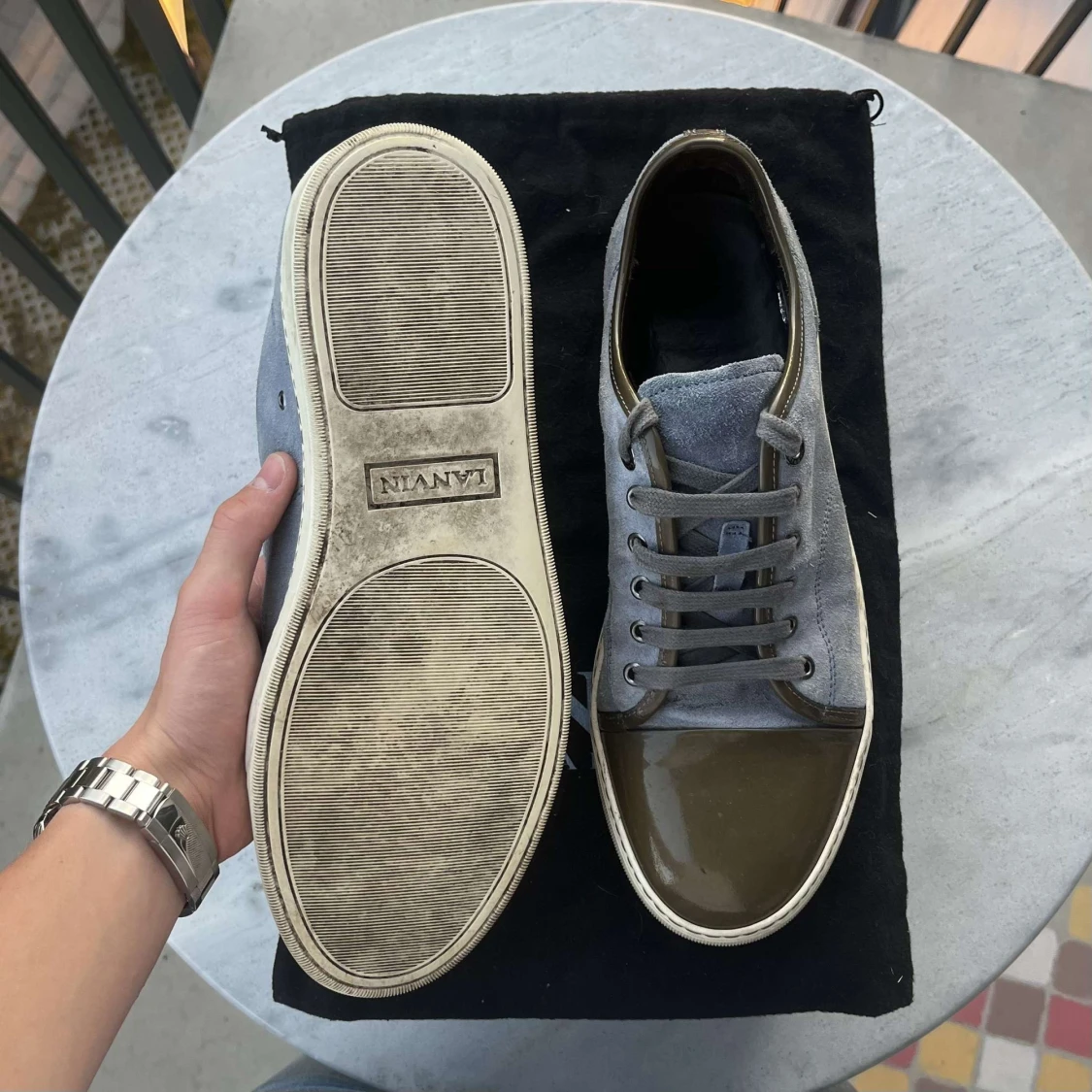 Blåa lanvins med grå captoe  - 3