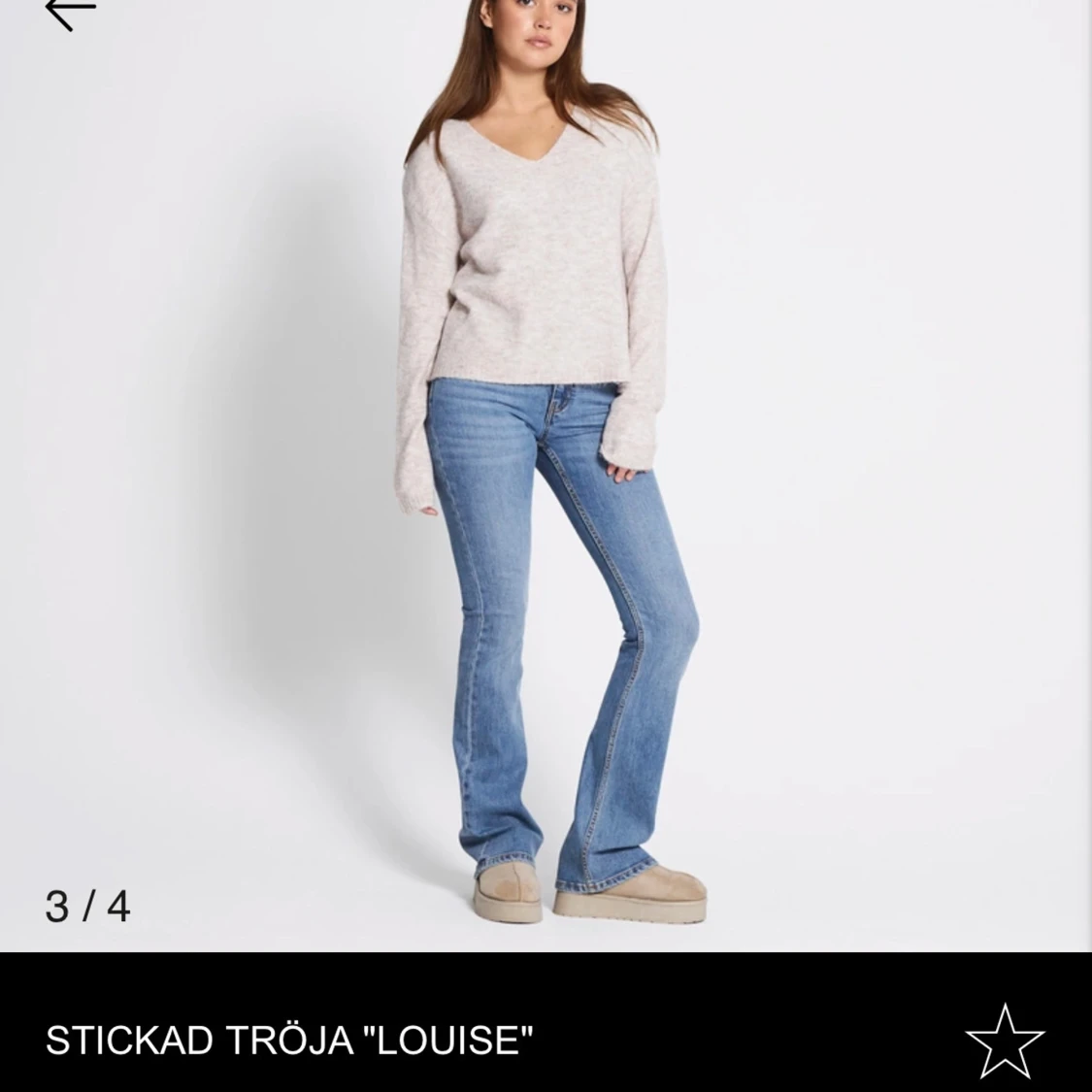 Beige stickad v-ringad tröja Louise - 2