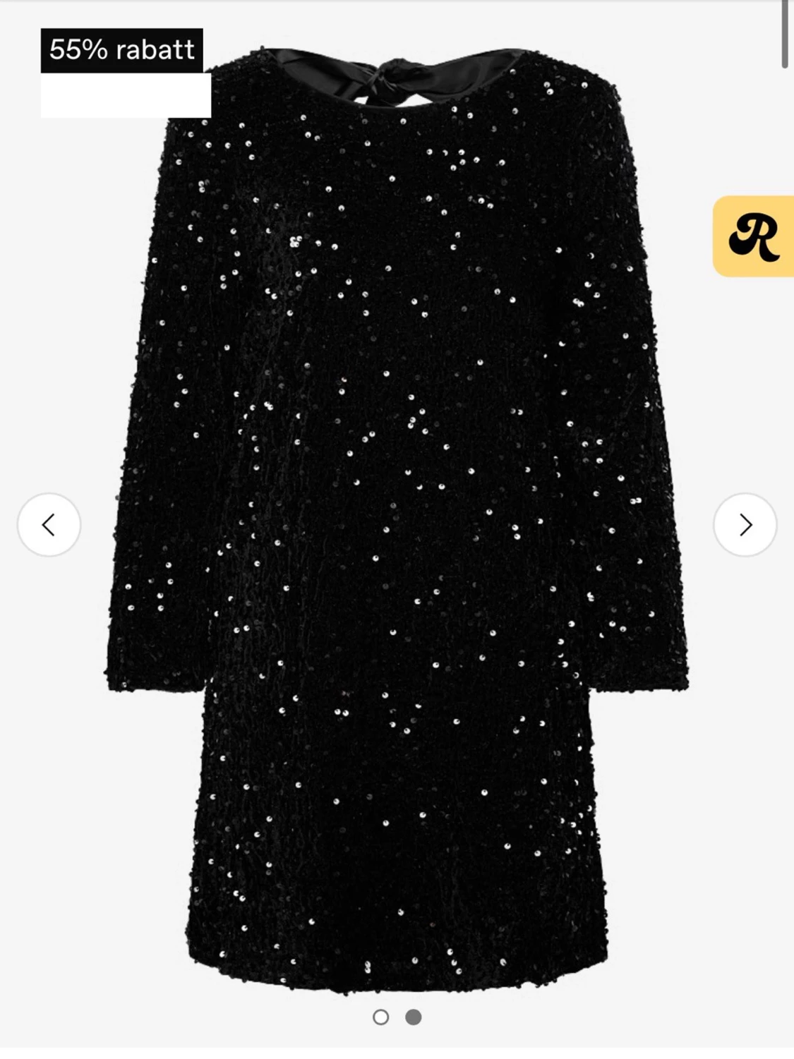 Svart paljettklänning med rosett - 1