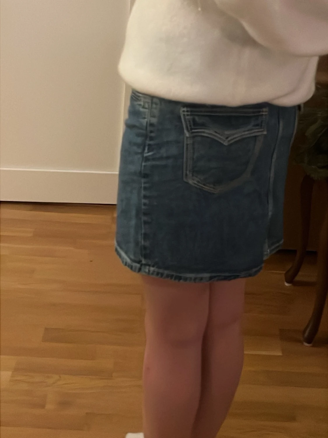 Blå jeanskjol med fickor - 1