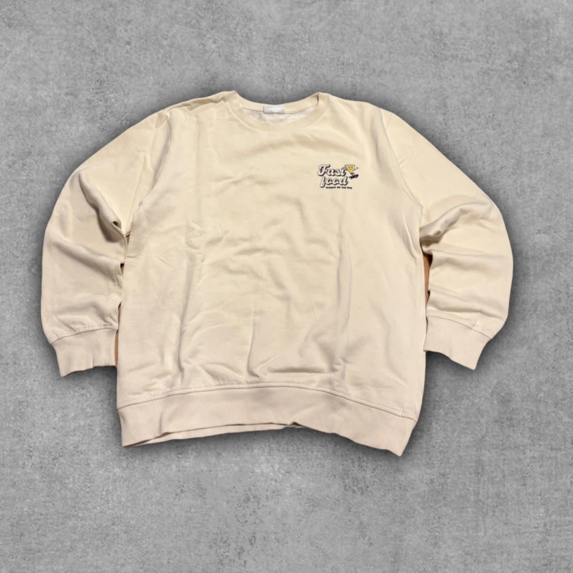 Beige sweatshirt med tryck Fast Food - 1