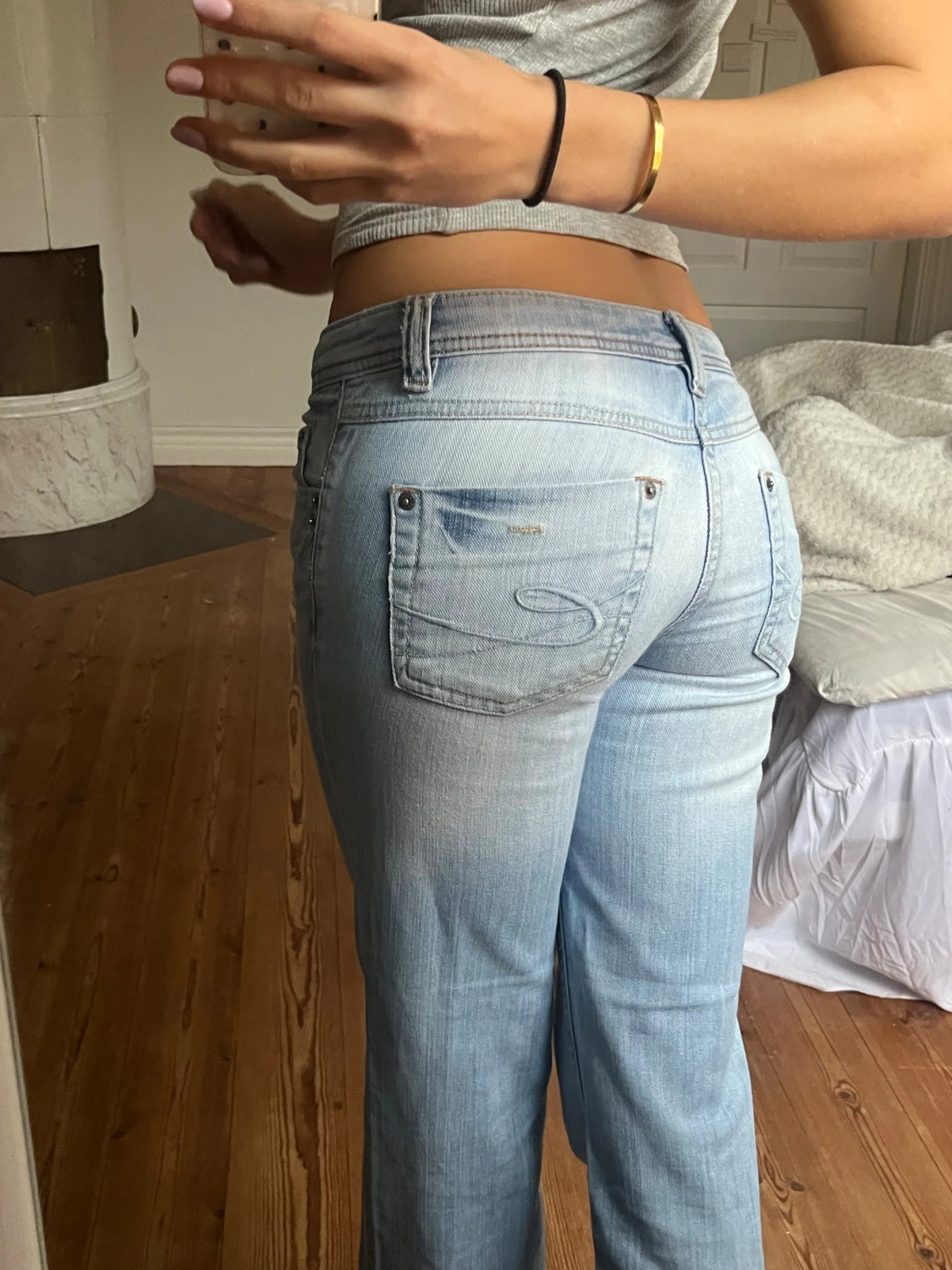 Ljusblå vintage jeans  - 3