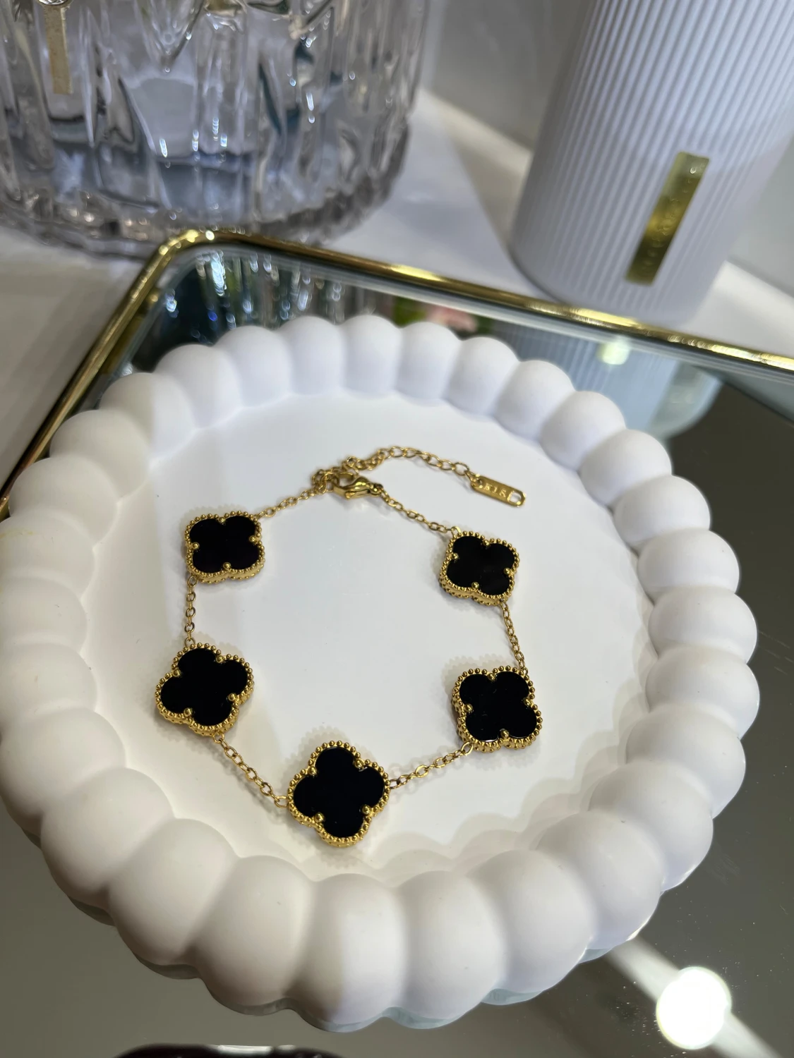 18k guldpläterad klöver armband