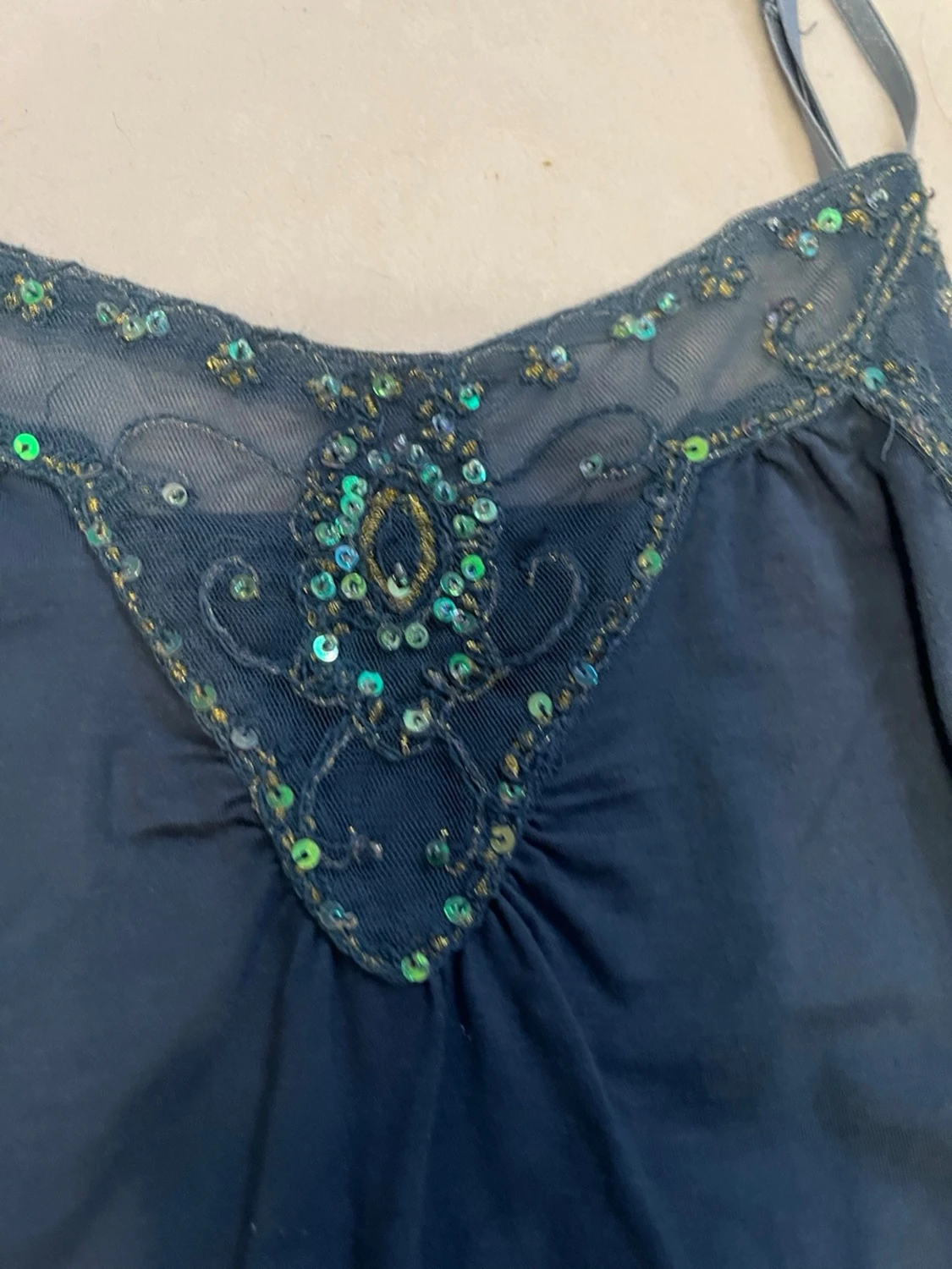 Mörkblå/turkost linne 2000s - 1